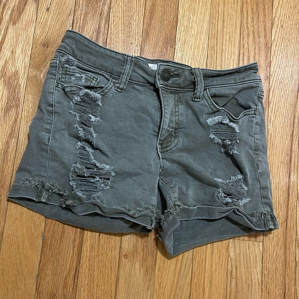 These shorts are low rise. They have barely been used. In good condition.